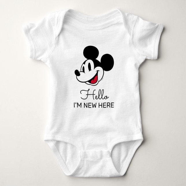Simple Mickey Mouse Dad to Be Baby Shower Baby Bodysuit (Front)