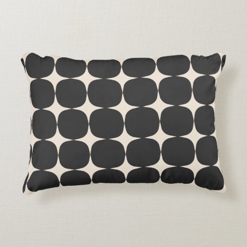 Simple Mid Century Modern Black and Cream Pattern Accent Pillow