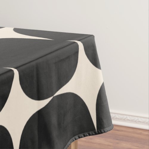 Simple Mid Century Modern Black and Cream Pattern Tablecloth