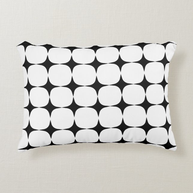 Simple Mid Century Modern Black and White Pattern Accent Pillow (Front)