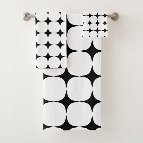 Simple Mid Century Modern Black and White Pattern Bath Towel Set