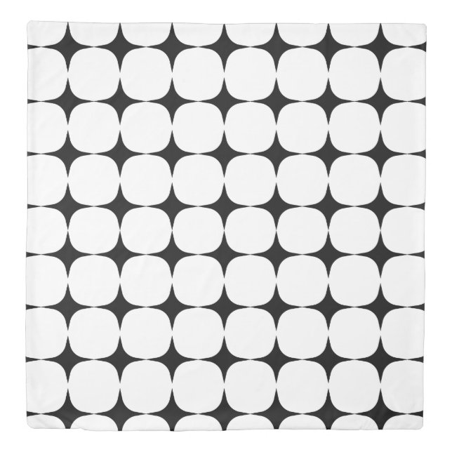 Simple Mid Century Modern Black and White Pattern Duvet Cover (Front)