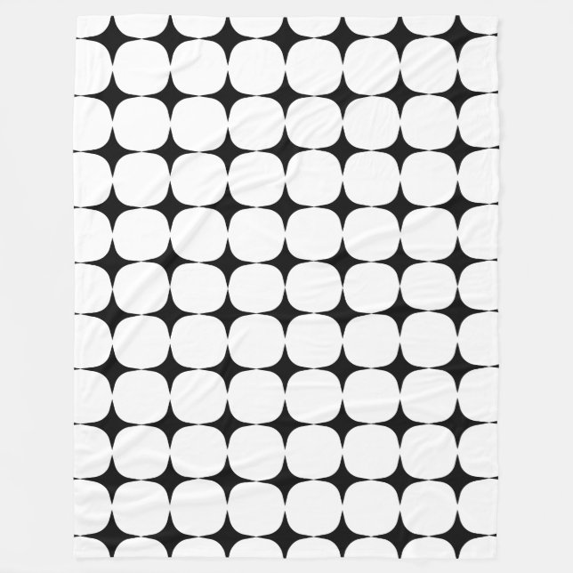 Simple Mid Century Modern Black and White Pattern Fleece Blanket (Front)