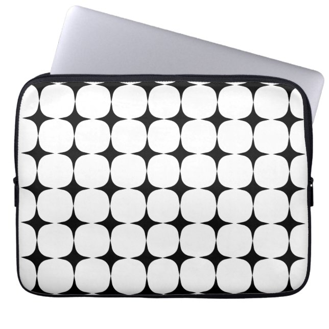 Simple Mid Century Modern Black and White Pattern Laptop Sleeve (Front)
