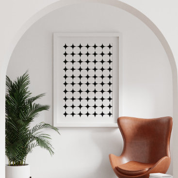 Simple Mid Century Modern Black and White Pattern Poster