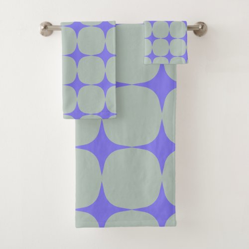 Simple Mid Century Modern Purple Blue Pattern Bath Towel Set