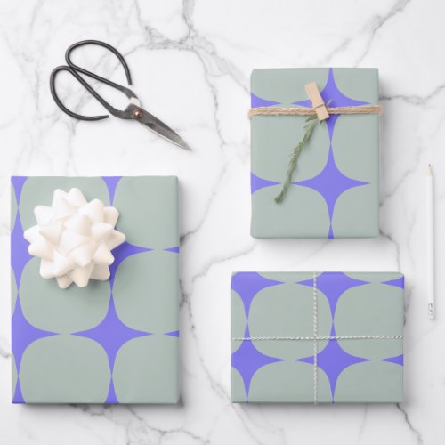 Simple Mid Century Modern Purple Blue Pattern  Wrapping Paper Sheets