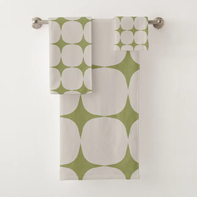 Simple Mid Century Modern Sage Green Pattern Bath Towel Set | Zazzle