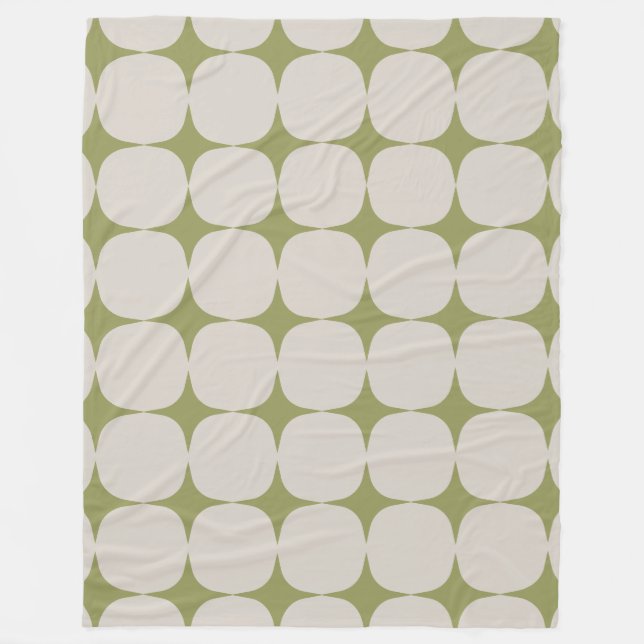 Simple Mid Century Modern Sage Green Pattern Fleece Blanket (Front)