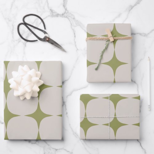 Simple Mid Century Modern Sage Green Pattern  Wrapping Paper Sheets