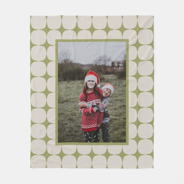 Simple Mid Century Modern Sage Green Photo Fleece Blanket (Front)