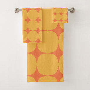 Simple Mid Century Modern Yellow Orange Pattern Bath Towel Set