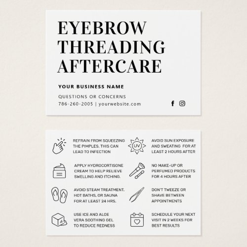 Simple Mighty Eyebrow Threading Aftercare Card