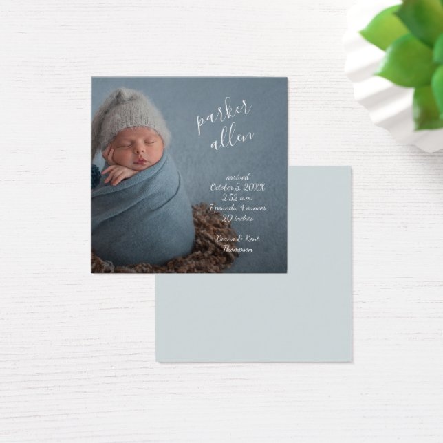 Simple Mini Baby Photo Birth Announcement (Desk)