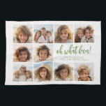Simple Minimal - 10 Photo Grid - Oh What Fun Kitchen Towel<br><div class="desc">A 10 photo template in a simple grid with a white border. White background with a fun script and a sans serif font for the greeting. Type is in a muted green.</div>