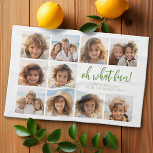 Simple Minimal - 10 Photo Grid - Oh What Fun Kitchen Towel