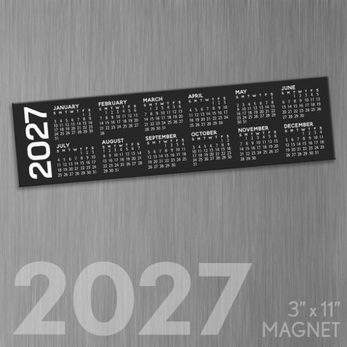Simple Minimal 2027 Magnetic Calendar Car Magnet