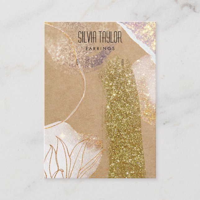 simple minimal abstractcraft paper Earring display Business Card (Front)
