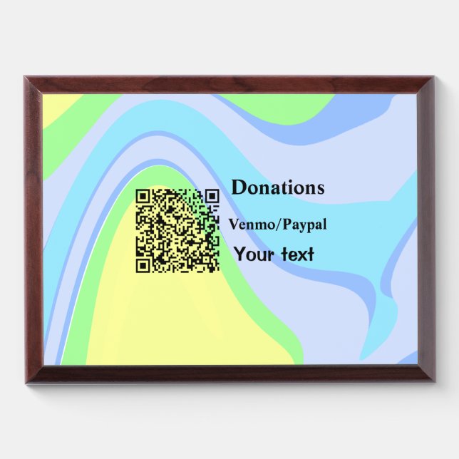 Simple minimal add barcode donations venmo paypal  award plaque (Horizontal)