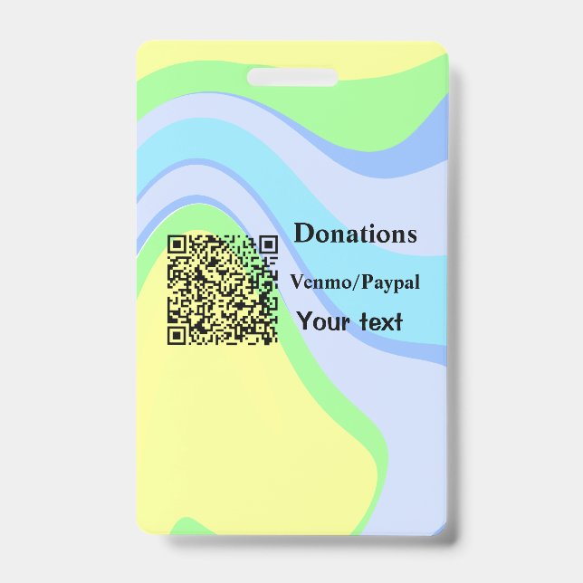 Simple minimal add barcode donations venmo paypal  badge (Front)