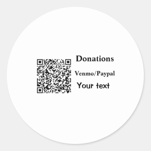 Simple minimal add barcode donations venmo paypal  classic round sticker