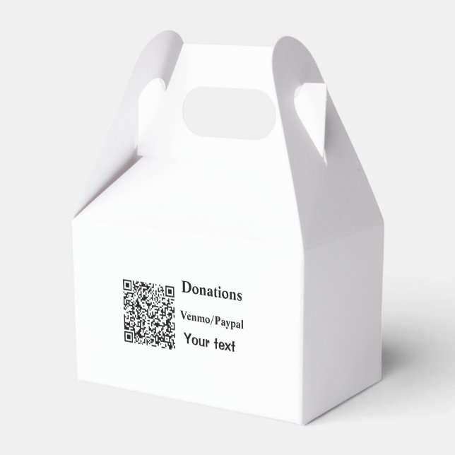 Simple minimal add barcode donations venmo paypal  favor boxes (Front Side)