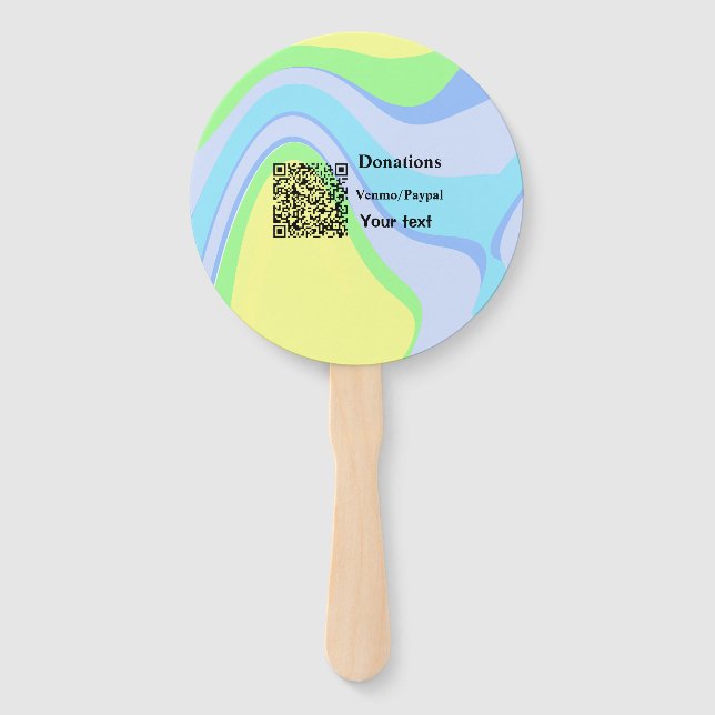 Simple minimal add barcode donations venmo paypal  hand fan (Front)