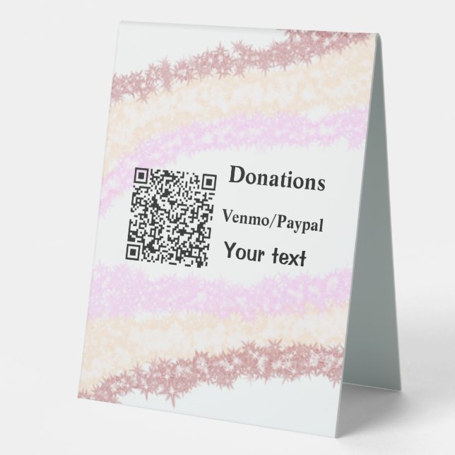 Simple minimal add barcode donations venmo paypal  table tent (Front)