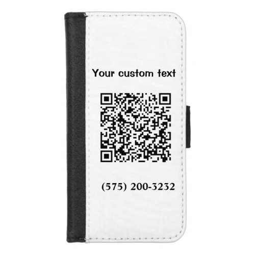 Simple minimal add barcode phone number text compa iPhone 87 wallet case