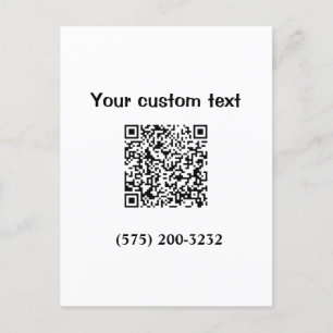 Simple minimal add barcode phone number text compa postcard
