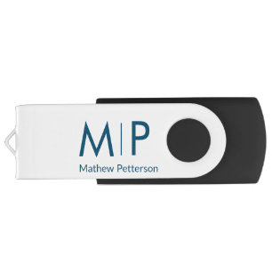 simple minimal add monogram name letter elegant te flash drive