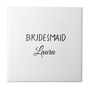 Simple minimal add name bridesmaid gift year ceramic tile