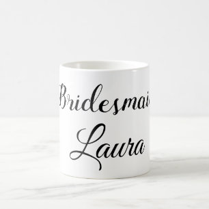 Simple minimal add name bridesmaid  gift year  coffee mug