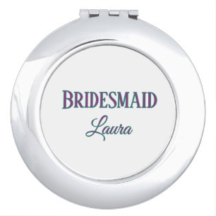 Simple minimal add name bridesmaid gift year compact mirror