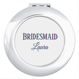 Simple minimal add name bridesmaid  gift year     compact mirror