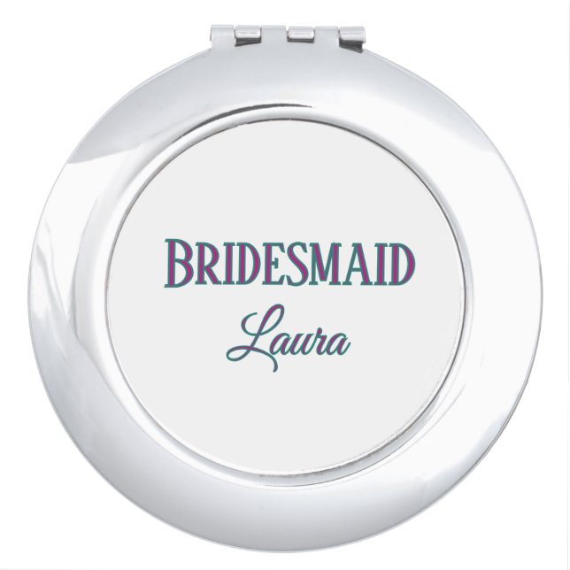 Simple minimal add name bridesmaid  gift year     compact mirror (Front)