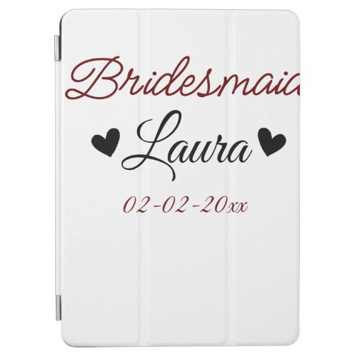 Simple minimal add name bridesmaid  gift year  iPad air cover