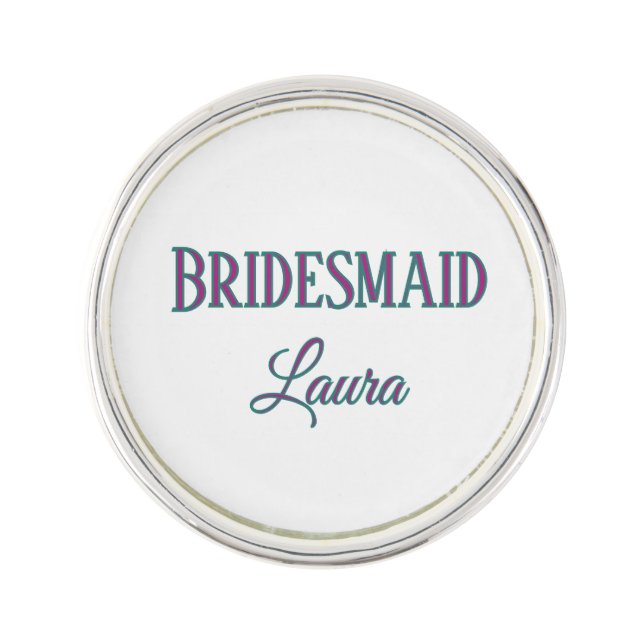 Simple minimal add name bridesmaid  gift year     lapel pin (Front)