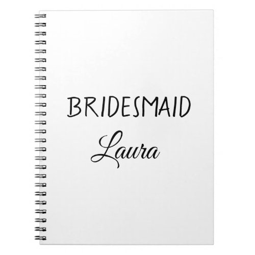 Simple minimal add name bridesmaid  gift year      notebook