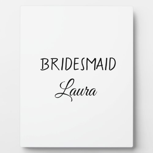 Simple minimal add name bridesmaid  gift year      plaque