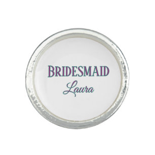 Simple minimal add name bridesmaid gift year ring