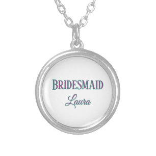 Simple minimal add name bridesmaid gift year silver plated necklace