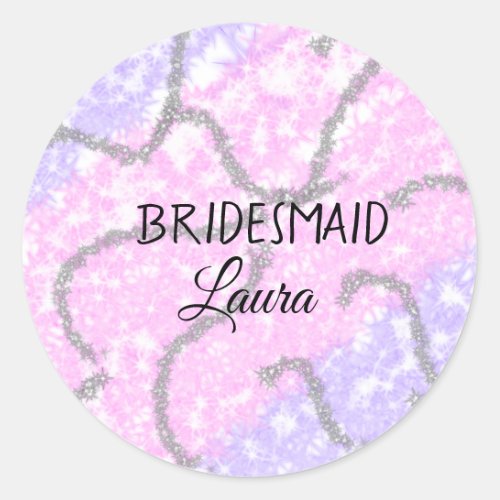 Simple minimal add name bridesmaid  gift year    t classic round sticker