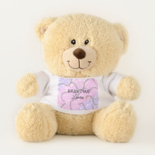 Simple minimal add name bridesmaid gift year t teddy bear