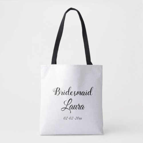 Simple minimal add name bridesmaid  gift year   tote bag