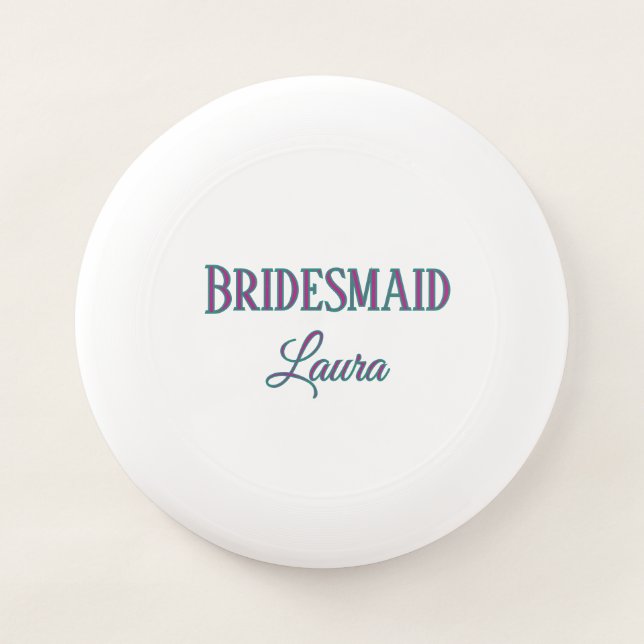 Simple minimal add name bridesmaid  gift year     Wham-O frisbee (Front)
