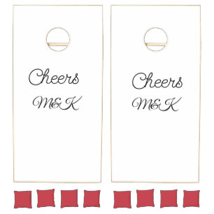 Simple minimal add name cheers couple name custom cornhole set