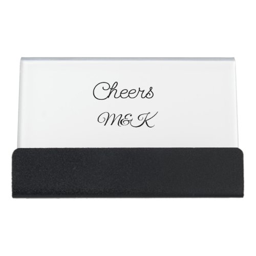 Simple minimal add name cheers couple name custom  desk business card holder