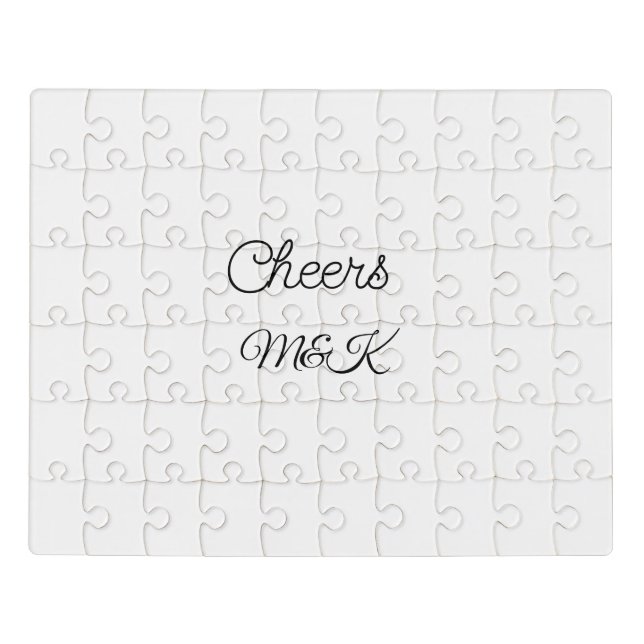 Simple minimal add name cheers couple name custom  jigsaw puzzle (Puzzle Horizontal)