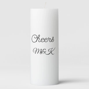 Simple minimal add name cheers couple name custom pillar candle